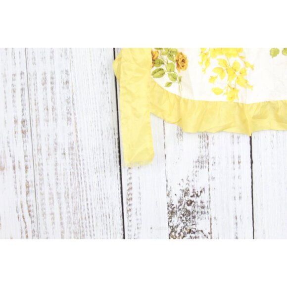 Vintage Yellow White Roses Print Half Waist Kitchen Cooking Apron Size XS-S - Picture 3 of 9